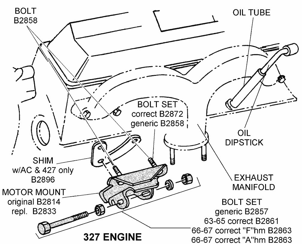 327 Engine - Diagram View - Chicago Corvette Supply