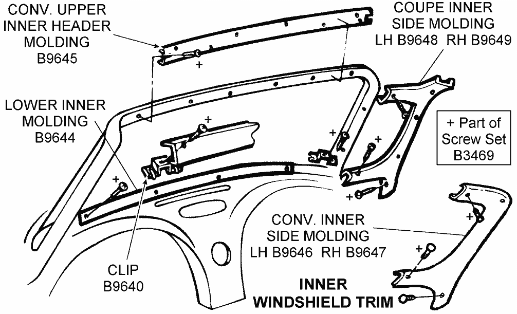 5 - WINDSHIELD MOLDING CLIPS & SCREWS W/SEALER! FOR 1968-82 C3 - Foto 3