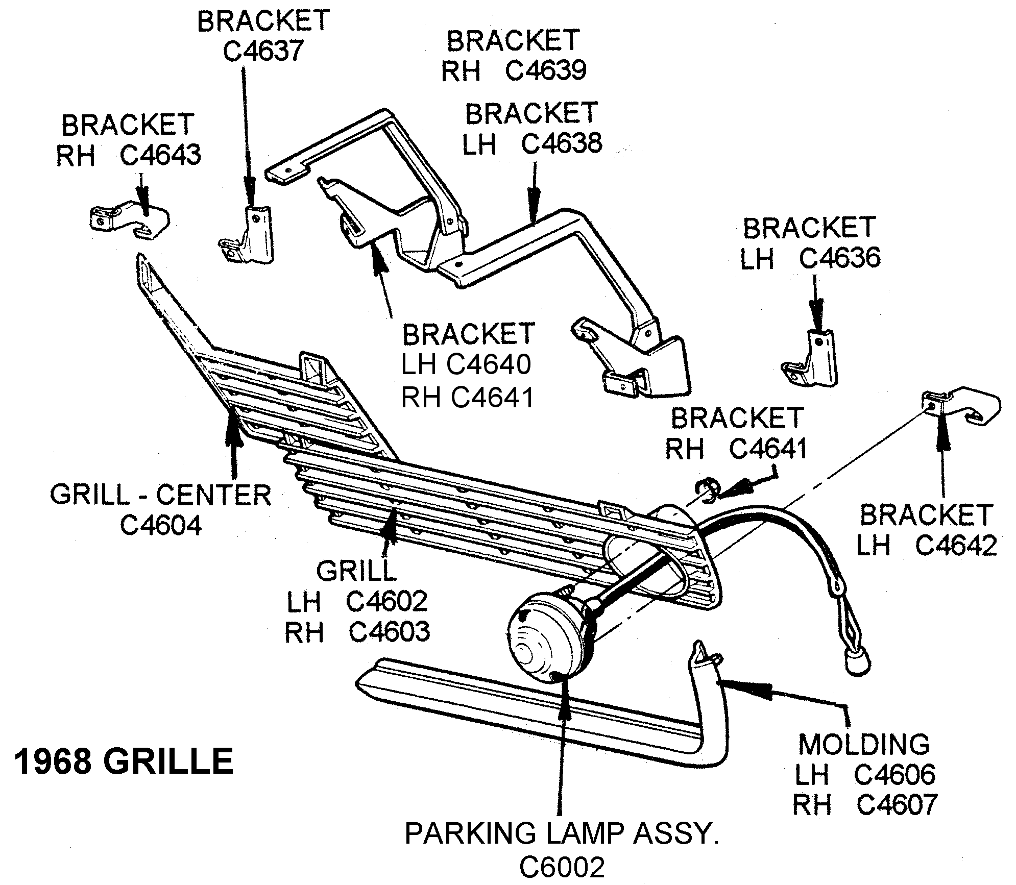 1968 Grille Diagram View Chicago Corvette Supply