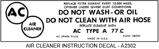 Air Cleaner Instruction Decal Diagram Thumbnail