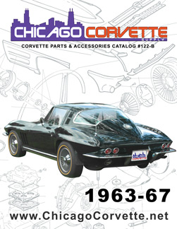 The cover of our 1963-67 Corvette Parts and Accessories catalog, featuring a classic 1963 Corvette with famous split rear windows.