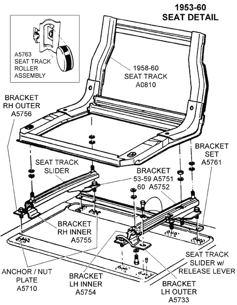 1953 62 Seat Detail Diagram View Chicago Corvette Supply