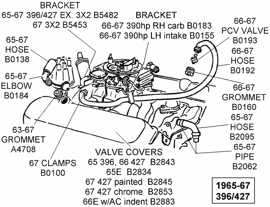 1965-67 396/427 - Diagram View - Chicago Corvette Supply