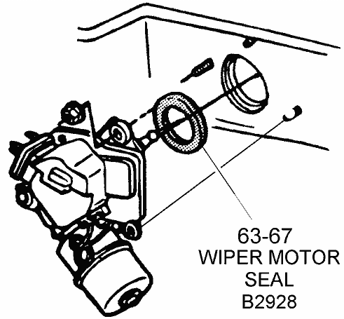 1963-67 Wiper Motor Seal - Diagram View - Chicago Corvette Supply