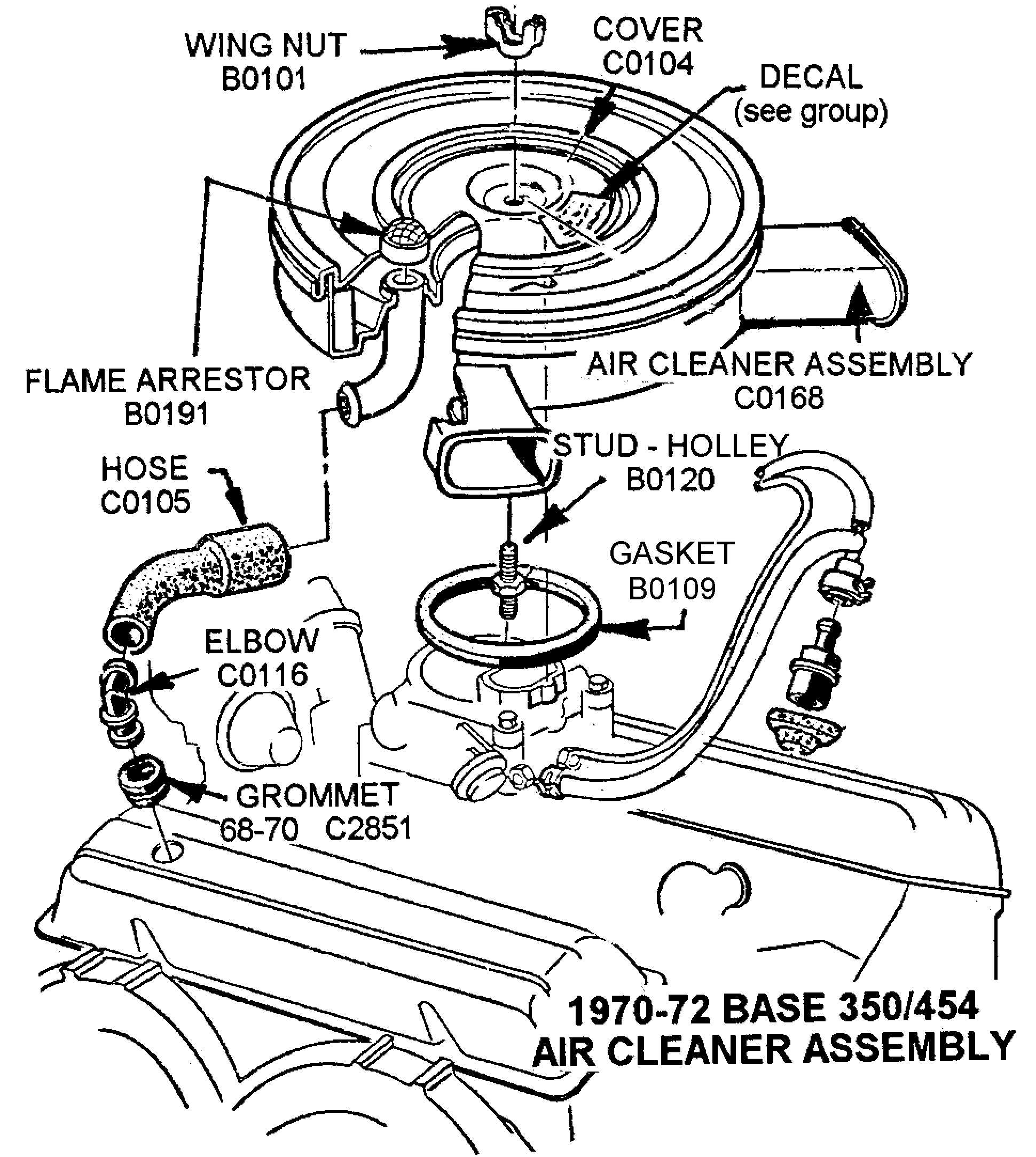 1970-72 Base 350/454 Air Cleaner Assembly - Diagram View ...