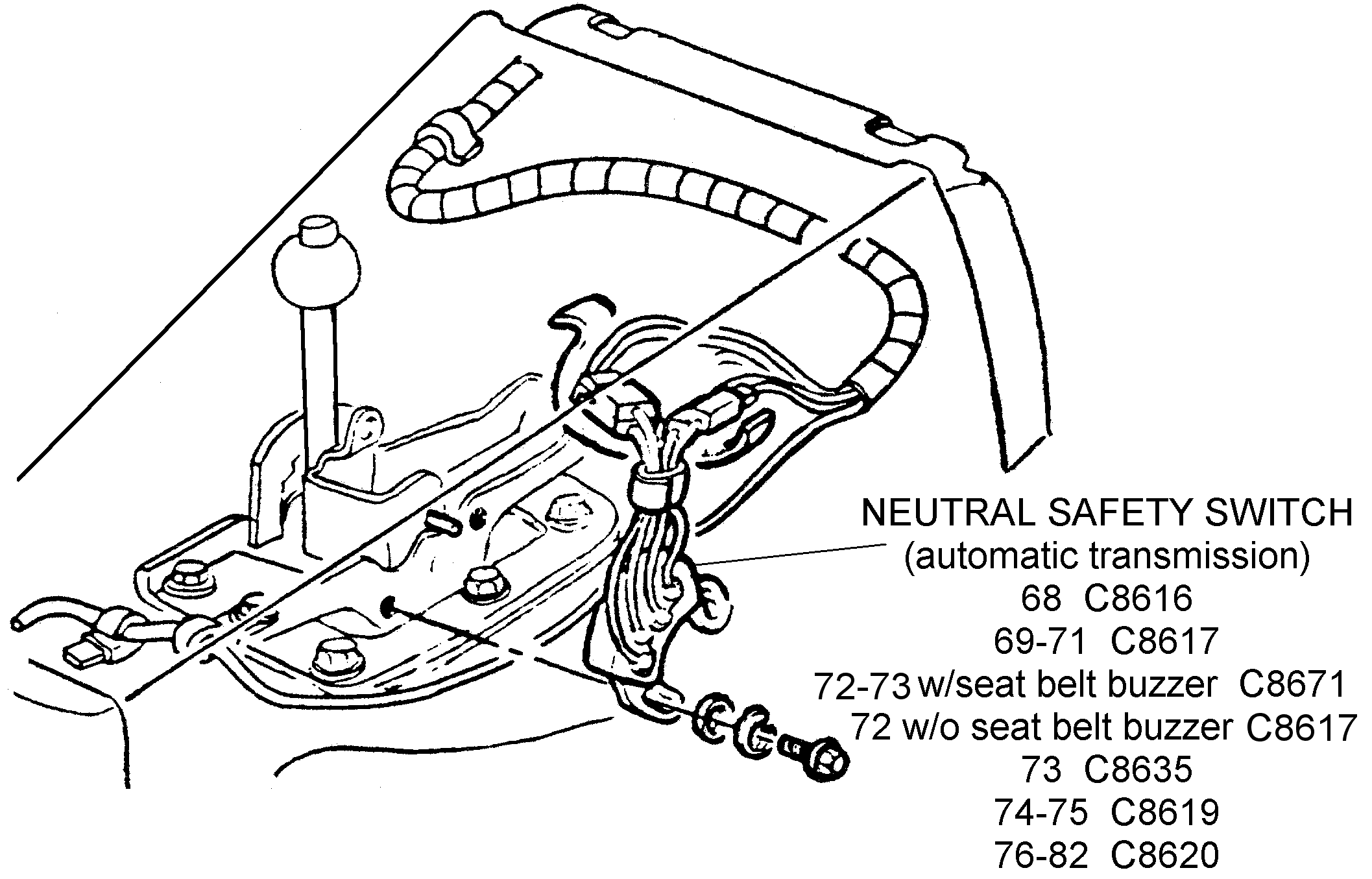 Neutral Safety Switch - Diagram View - Chicago Corvette Supply.