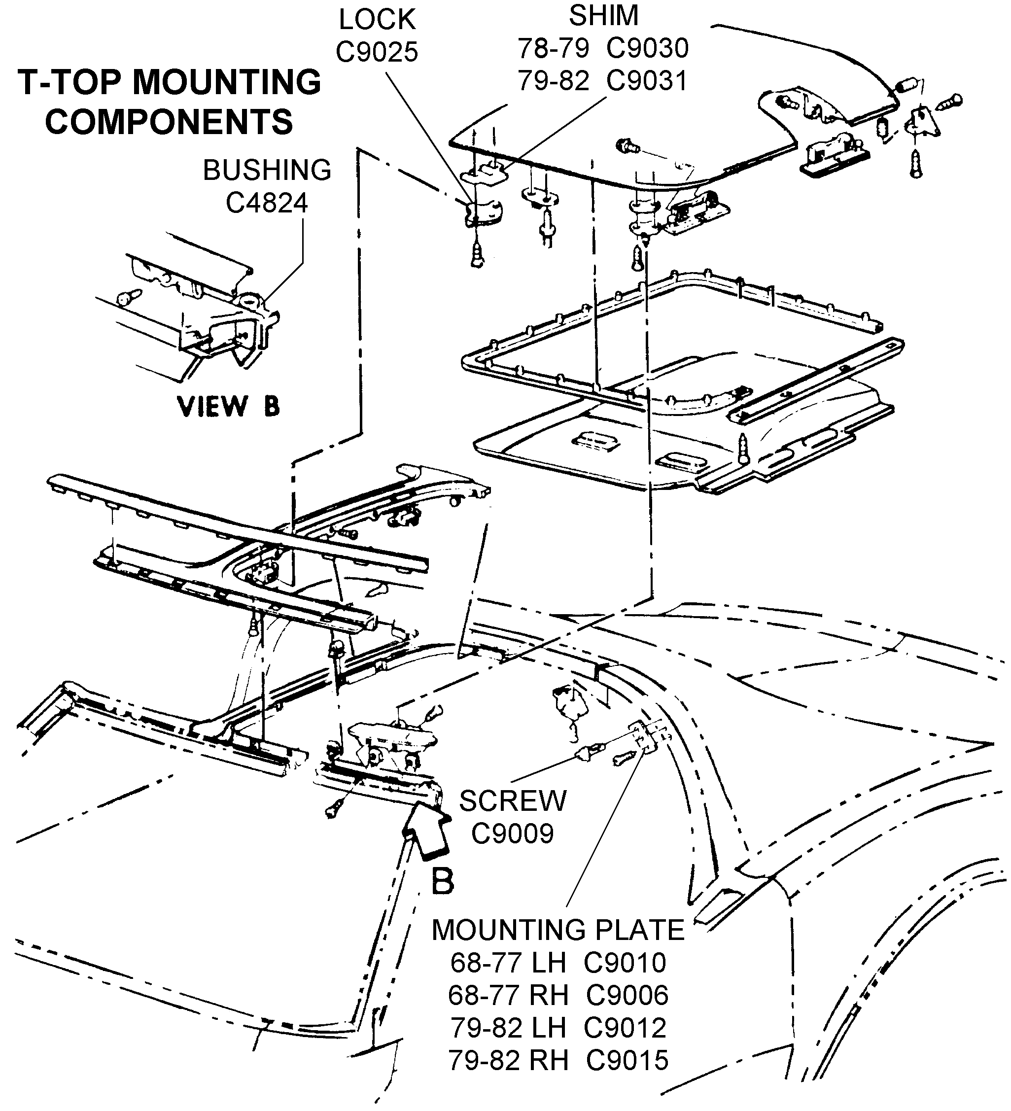 T Top Mounting Components Diagram View Chicago Corvette Supply
