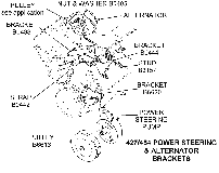 427/454 Power Steering and Alternator Brackets Diagram Thumbnail