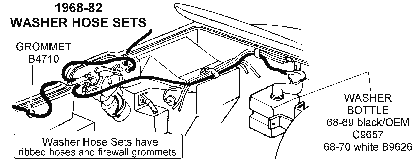 1968-82 Washer Hose Sets Diagram Thumbnail