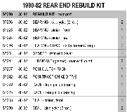 1980-82 Rear End Rebuild Kit Diagram Thumbnail